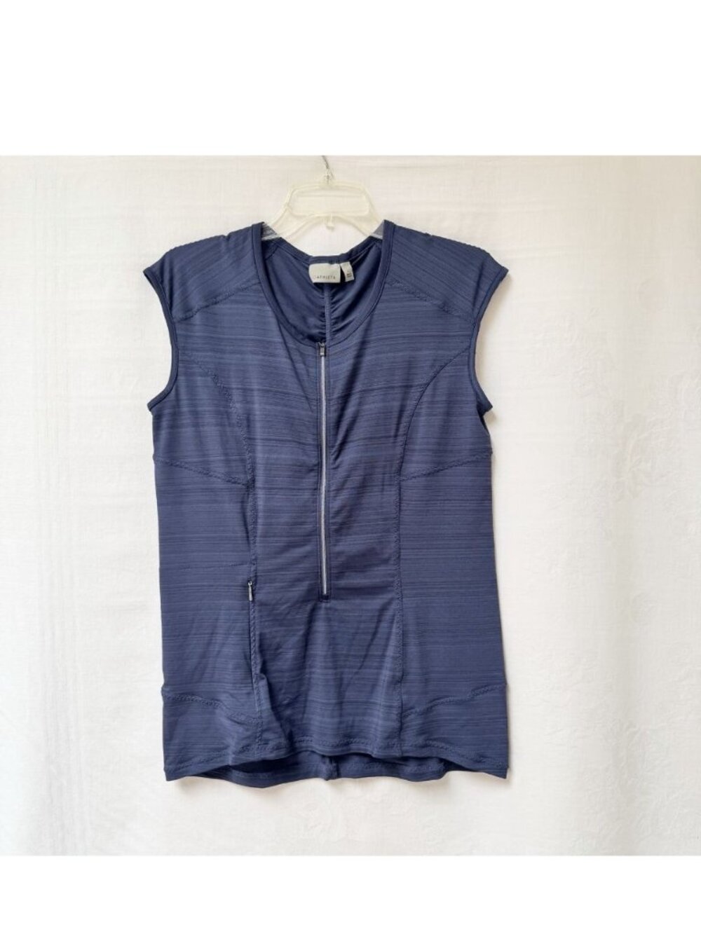 Athleta Pacifica Blue Zip Front Sleeveless Athletic Top Womens Large Outdoor Top